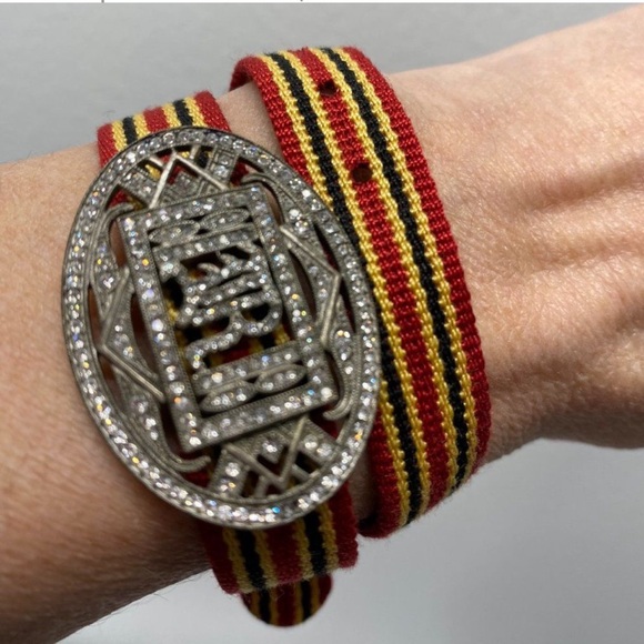Rugby by Ralph Lauren Crystal Embellished Logo Plaque Ribbon Wrap Bracelet - Picture 3 of 17